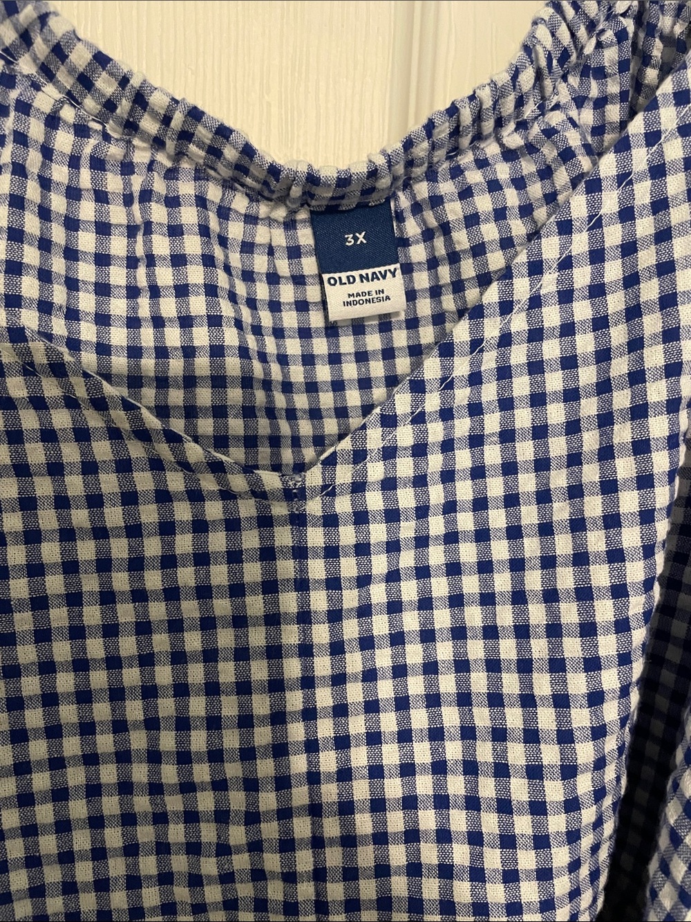 Old Navy Blue Gingham Peasant Tunic - Picture 2 of 3